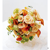 Sweet Peach Rose & Calla Lily Bridal Bouquet