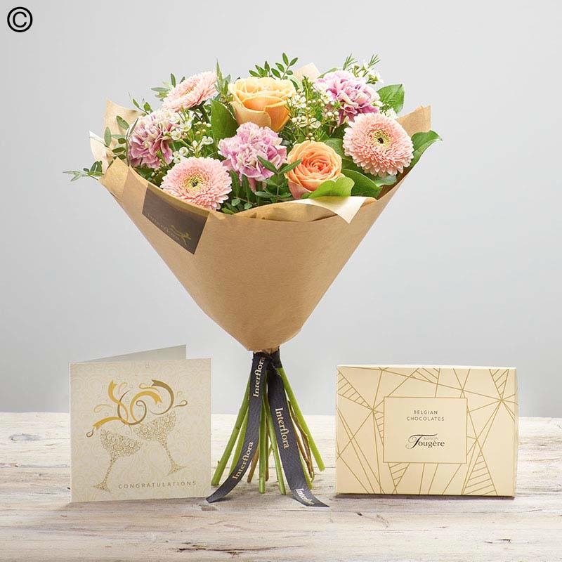 Congratulations gift set with chocolates and card