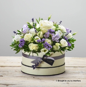 Lovely Lilacs New Baby Hatbox ( in black hatbox)