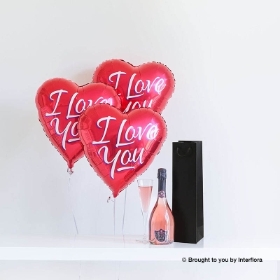 Sparkling Rose and Love Balloons
