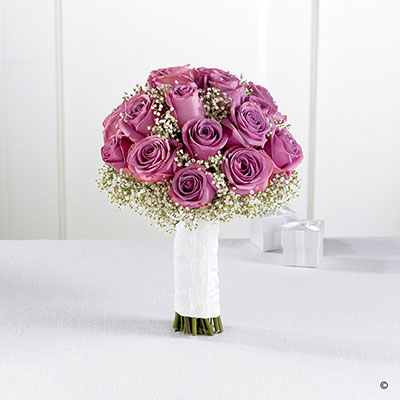 Lavender Rose & Gypsophila Bridal Bouquet