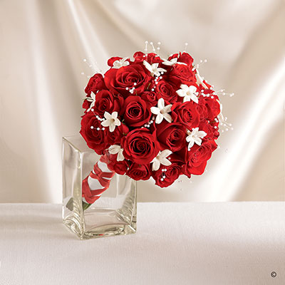 Dazzling Red Rose & Stephanotis Scented Bridal Bouquet