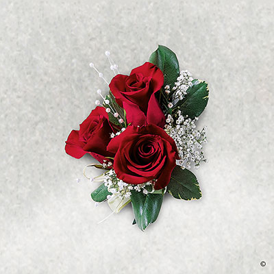 Triple Red Rose Corsage